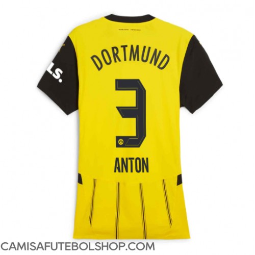 Camisa de time de futebol Borussia Dortmund Waldemar Anton #3 Replicas 1º Equipamento Feminina 2024-25 Manga Curta